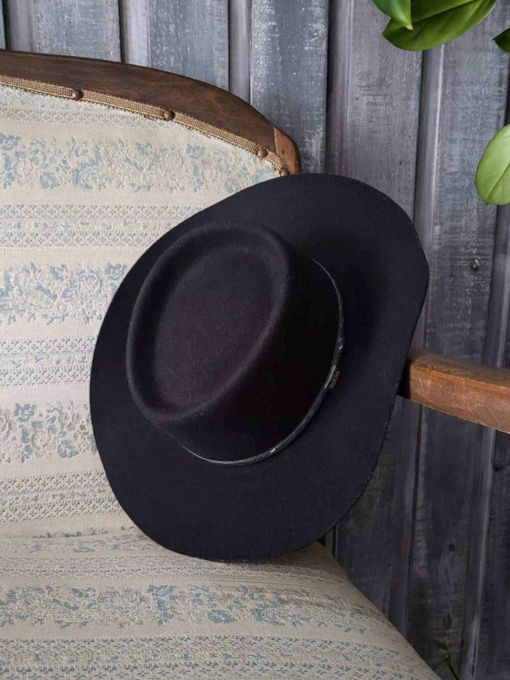 Vintage 90s Wrangler Rugged Wear Black Wool Felt Cowboy Hat Unisex Size 6 7/8